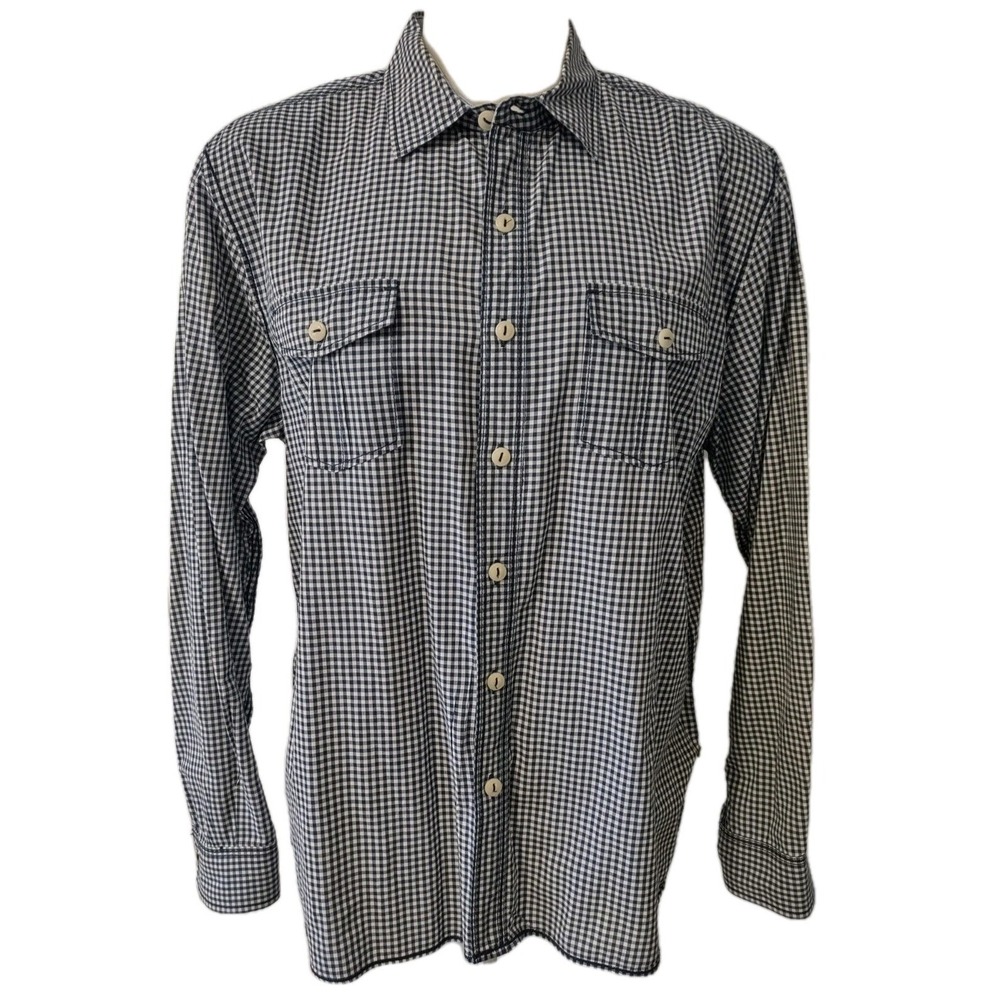 True Grit Shirt Men's Size XL Check  Long Sleeve  Cotton Collared  Pockets Logo